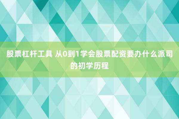 股票杠杆工具 从0到1学会股票配资要办什么派司的初学历程