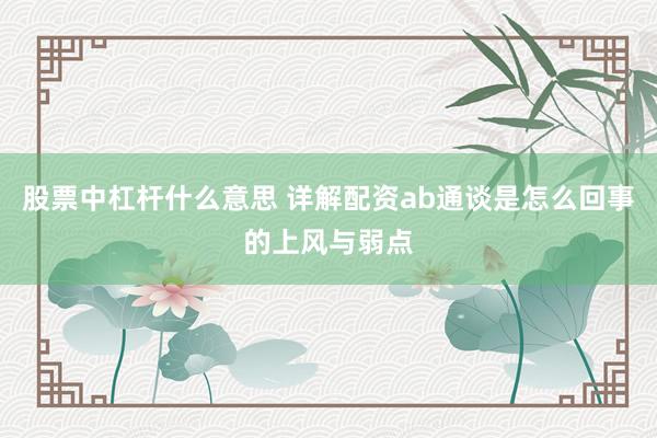 股票中杠杆什么意思 详解配资ab通谈是怎么回事的上风与弱点
