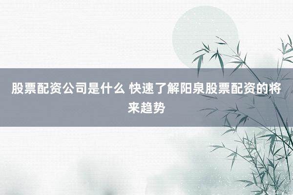 股票配资公司是什么 快速了解阳泉股票配资的将来趋势