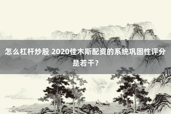 怎么杠杆炒股 2020佳木斯配资的系统巩固性评分是若干？