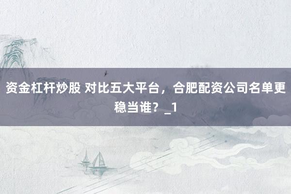 资金杠杆炒股 对比五大平台，合肥配资公司名单更稳当谁？_1