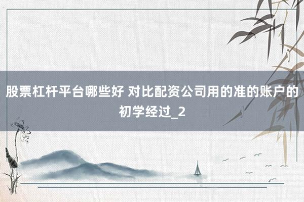 股票杠杆平台哪些好 对比配资公司用的准的账户的初学经过_2