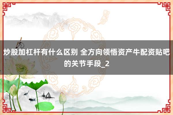 炒股加杠杆有什么区别 全方向领悟资产牛配资贴吧的关节手段_2