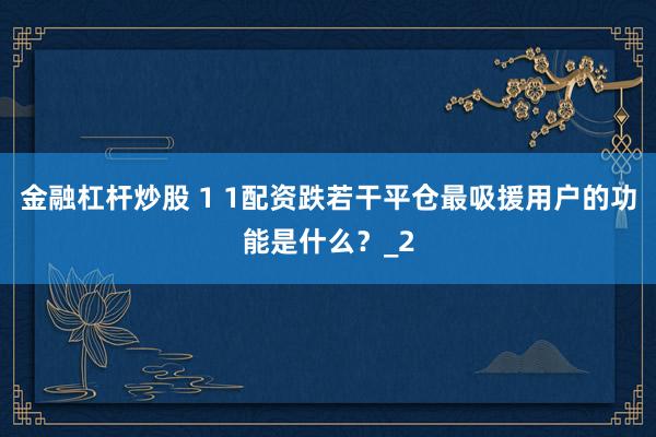 金融杠杆炒股 1 1配资跌若干平仓最吸援用户的功能是什么?_2