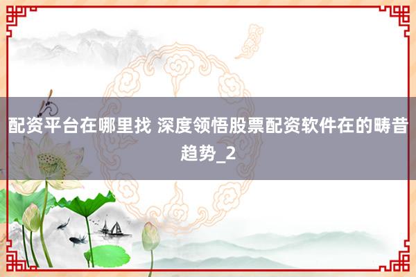 配资平台在哪里找 深度领悟股票配资软件在的畴昔趋势_2