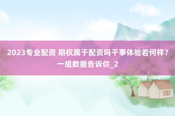 2023专业配资 期权属于配资吗干事体验若何样？一组数据告诉你_2