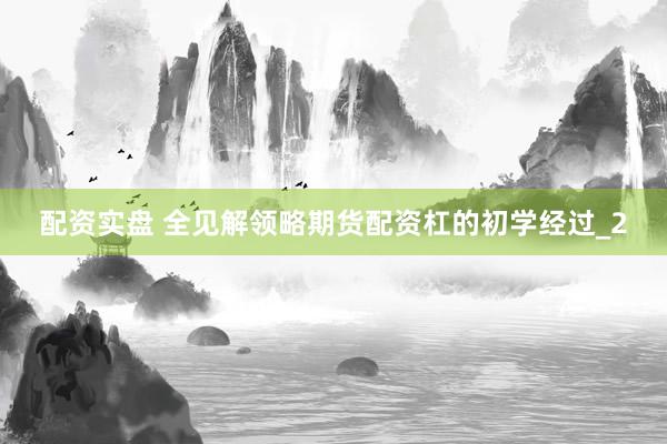 配资实盘 全见解领略期货配资杠的初学经过_2