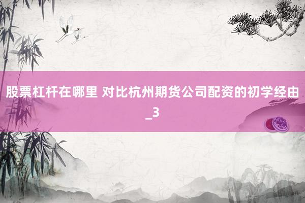 股票杠杆在哪里 对比杭州期货公司配资的初学经由_3