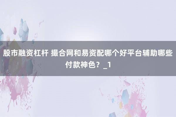股市融资杠杆 撮合网和易资配哪个好平台辅助哪些付款神色？_1