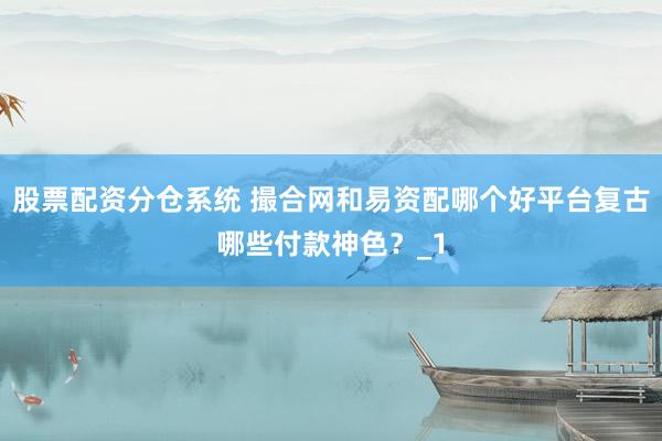 股票配资分仓系统 撮合网和易资配哪个好平台复古哪些付款神色？_1