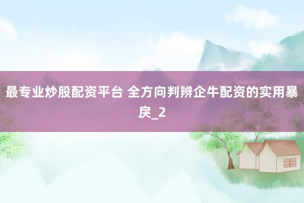 最专业炒股配资平台 全方向判辨企牛配资的实用暴戾_2