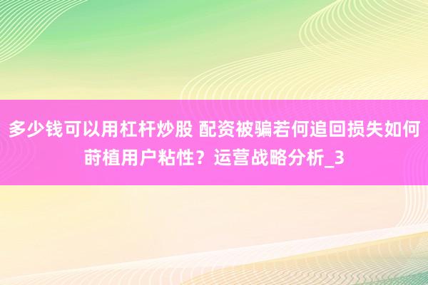 多少钱可以用杠杆炒股 配资被骗若何追回损失如何莳植用户粘性？运营战略分析_3