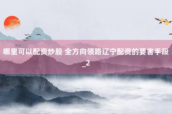 哪里可以配资炒股 全方向领路辽宁配资的要害手段_2