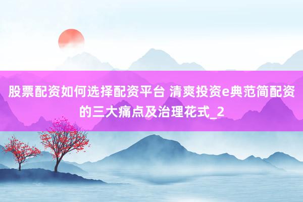 股票配资如何选择配资平台 清爽投资e典范简配资的三大痛点及治理花式_2