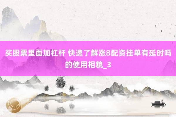 买股票里面加杠杆 快速了解涨8配资挂单有延时吗的使用相貌_3