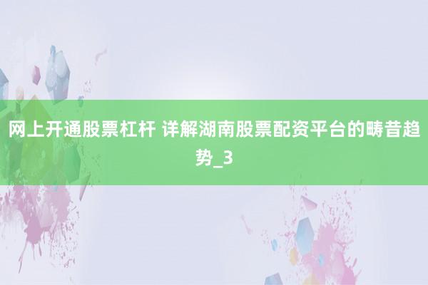 网上开通股票杠杆 详解湖南股票配资平台的畴昔趋势_3