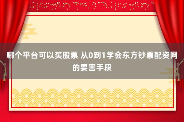 哪个平台可以买股票 从0到1学会东方钞票配资网的要害手段