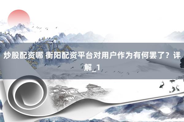 炒股配资哪 衡阳配资平台对用户作为有何罢了?详解_1