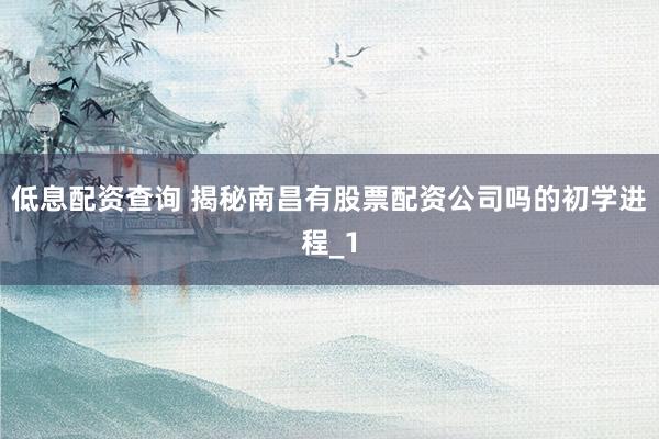 低息配资查询 揭秘南昌有股票配资公司吗的初学进程_1