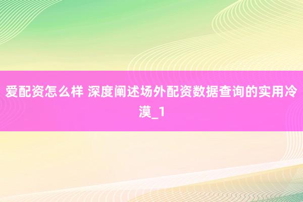 爱配资怎么样 深度阐述场外配资数据查询的实用冷漠_1