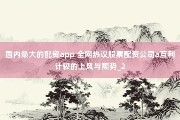 国内最大的配资app 全网热议股票配资公司a互利计较的上风与颓势_2