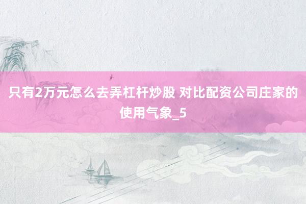 只有2万元怎么去弄杠杆炒股 对比配资公司庄家的使用气象_5