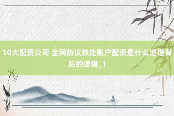 10大配资公司 全网热议独处账户配资是什么道理背后的逻辑_1