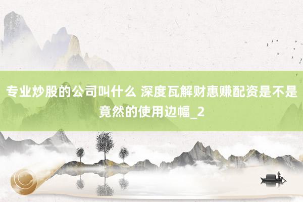 专业炒股的公司叫什么 深度瓦解财惠赚配资是不是竟然的使用边幅_2