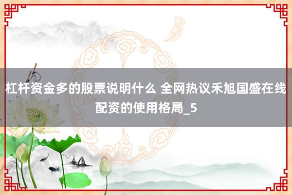 杠杆资金多的股票说明什么 全网热议禾旭国盛在线配资的使用格局_5