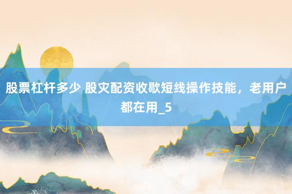股票杠杆多少 股灾配资收歇短线操作技能，老用户都在用_5